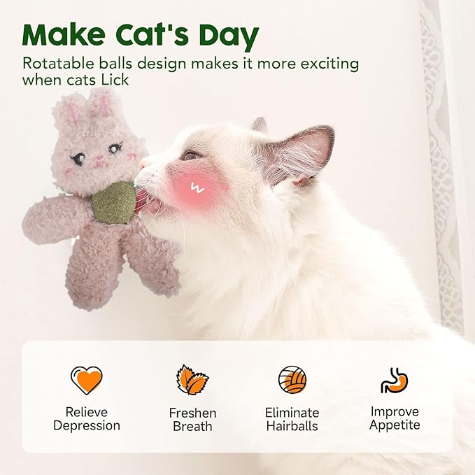Cat Toys with Catnip Kitten Chew Bite Supplies Boredom Relief Fluffy Kitty Teeth Cleaning Chewing Cat Lovers Interactive Plush Gift (Tiger)