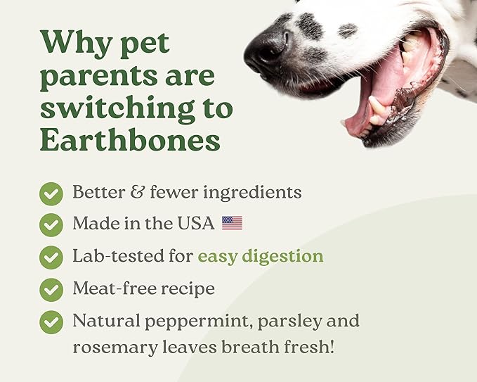 Earthbones Dental Chews for Dogs 20-50lbs, 30 Bones
