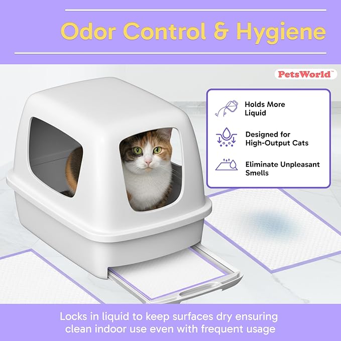 PetsWorld Universal Fit Cat Pad Refills for Litter Box, Unscented, Odor Control, Pack of 800