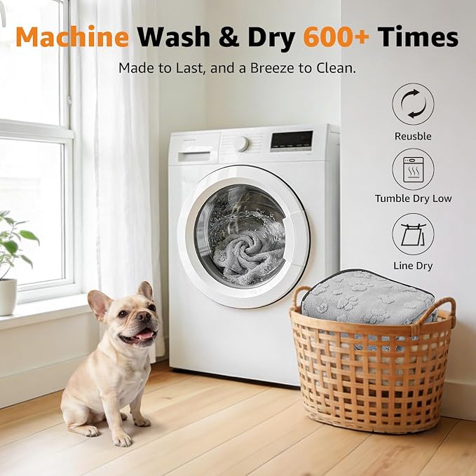 LOOBANI Washable Puppy Pads Waterproof 18"x24", 4 Pack, Gray | Soft Reusable Pee Pads For Dogs, Floor, Crate, Bed, Incontinence, Housebreak, Fast Absorbent, Non-Slip, Leakproof