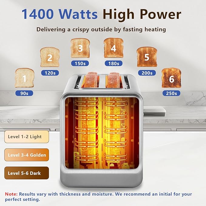 Smart Toaster 4 Slice, Touch Screen, Digital Toasters