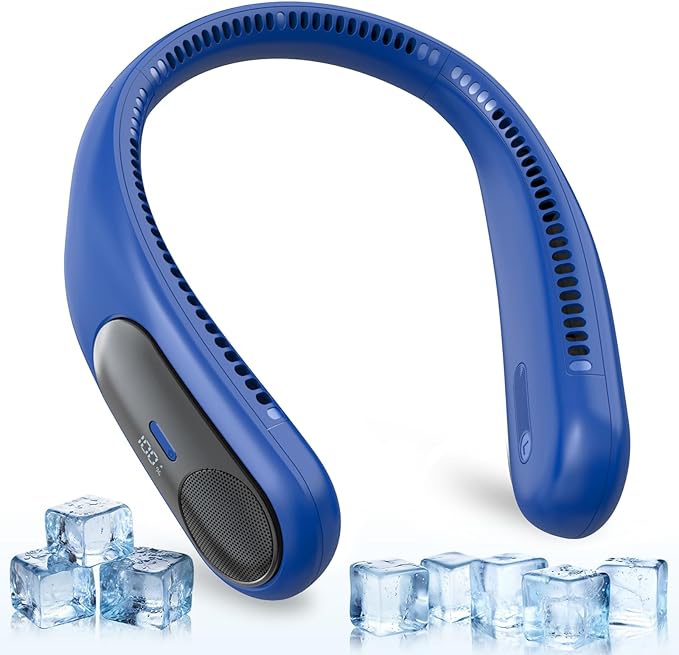 Portable Neck Fan, Personal Wearable Bladeless Fan, LED Display, 6000mAh USB