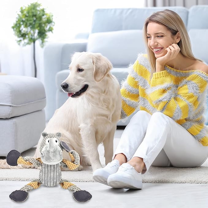 Squeaky Dog Toys for Boredom and Stimulating for Aggressive Chewer Stuffed Interactive Dog Toys for Large Dogs Puppy Toys for Teething Durable Dog Chew Toys