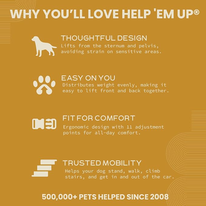Help 'Em Up® Dog Lift Harness, Full Body Support, XL, U-Band (125-225 lbs)