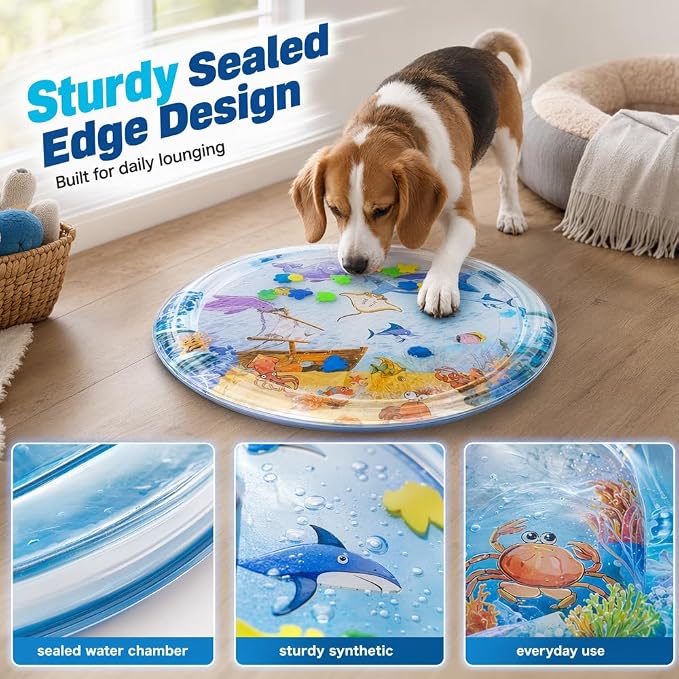 Cat Water Mat with Fish, 2026 New Interactive Cat Mat, Cat Mat for Indoor Activity, Portable Pet Water Play Mat for Cats and Dogs，C：Small,25"