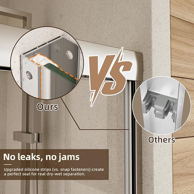 Shower Door, 44-48" W x 70" H Semi-Frameless Double Sliding Shower Doors