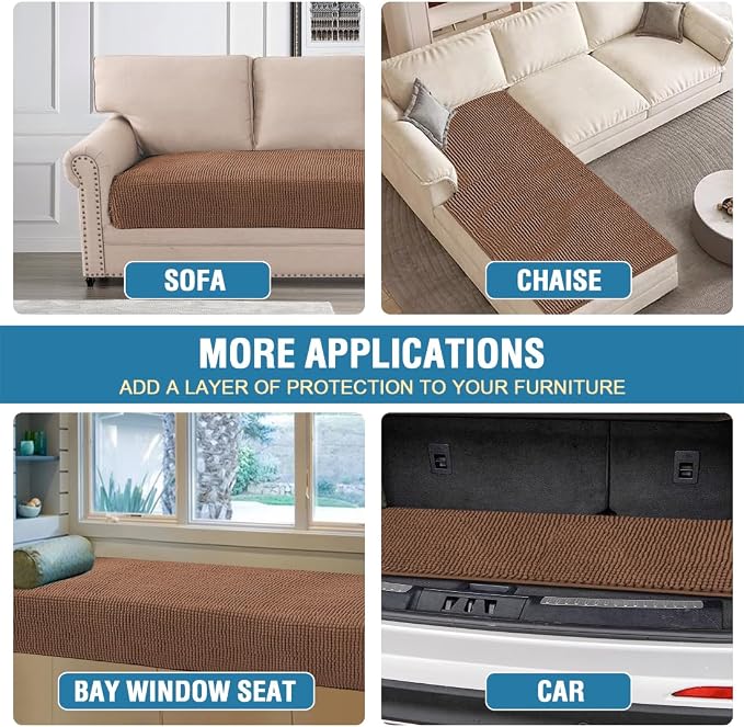 H.VERSAILTEX Plush Chenille Dog Bed Cover Thick Soft Sofa Cover for 3 Cushion Couch Anti Slip Couch Cover Furniture Protector for Dog, Pet, Cat (35" x 74", Caramel)