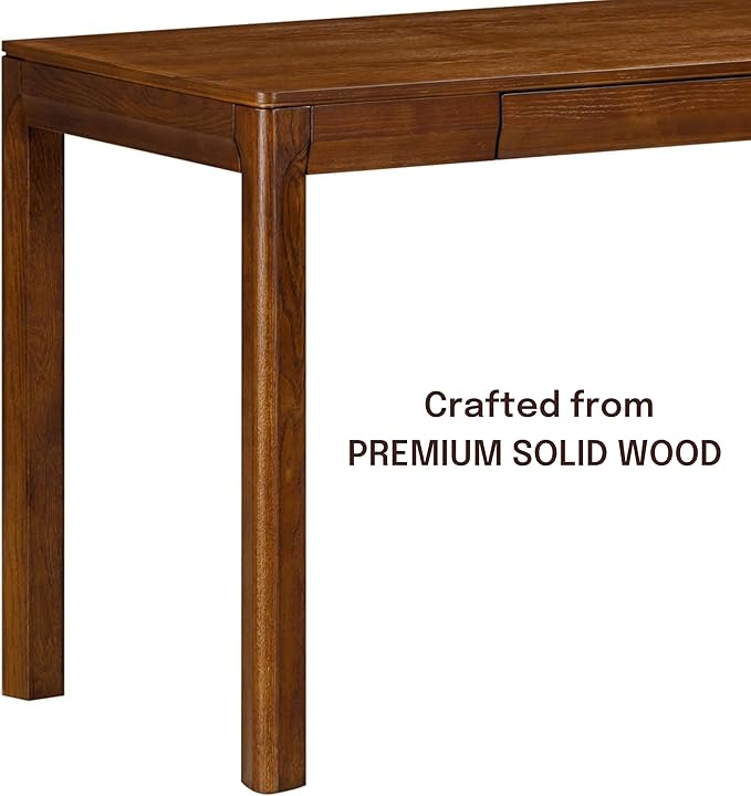 NTC Flow Modern Wooden Rectangle Desk Table with Hidden Drawer – Waterproof & Heat Resistant, Dark Walnut