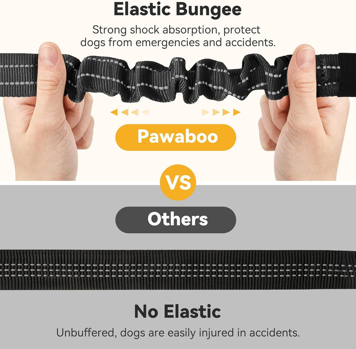 Pawaboo 2Pack Dog Seatbelt for Car, 3-in-1 Dog Car Seat Belt Bungee,Shockproof Dogs Tether for Car with Buckle & Hook Latch, Adjustable Reflective Dog Car Harness Leash with 360° Lockable Buckle,Black