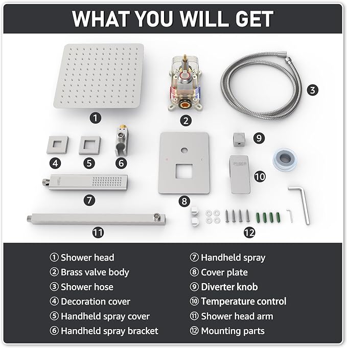 Iriber 12-Inch Rainfall Shower System