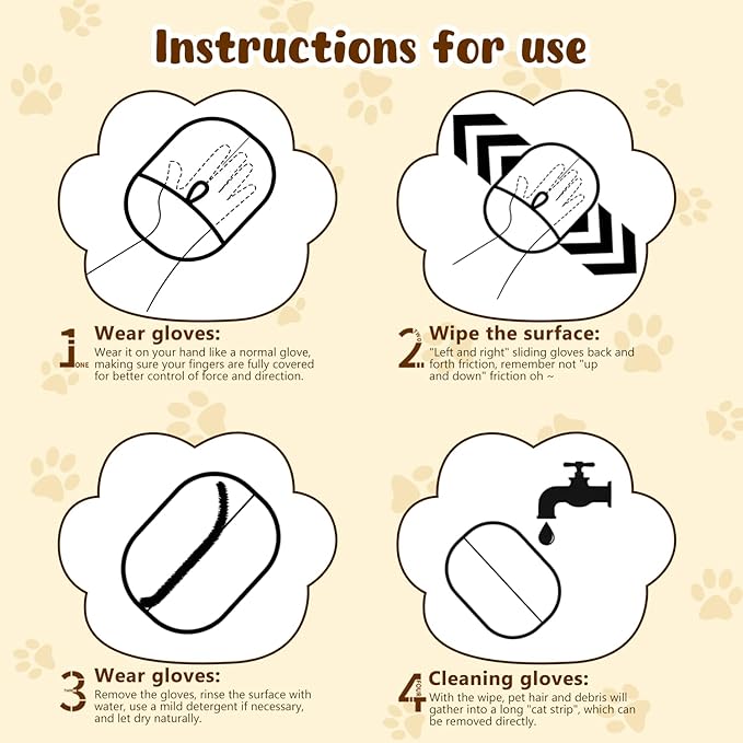 Magic Brush Pet Hair, Pet Hair Remover Gloves for Cats & Dogs, Newly Upgraded Reusable Electrostatic Pet Hair Remover Glove, for Couch Furniture, Carpet, Curtain