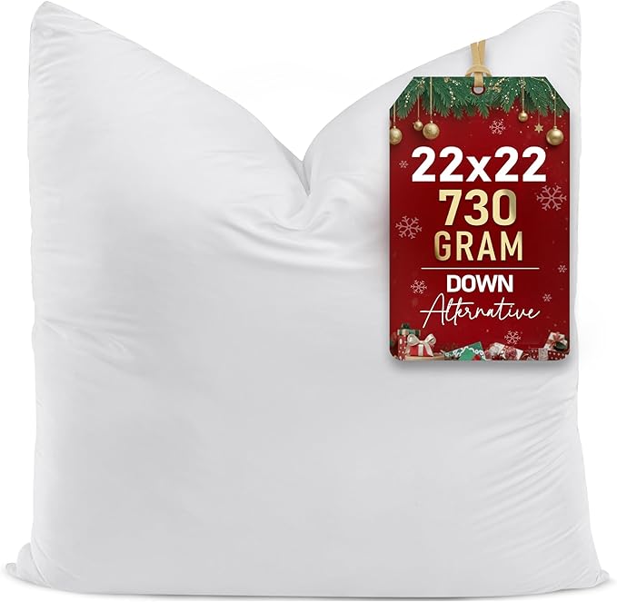 Utopia Bedding Throw Pillows (Set of 1, White) – 22 x 22 Inches Down Alternative Pillows for Bed, Sofa, and Couch - Fluffy Decorative Stuffer Pillow for Indoors & Outdoors