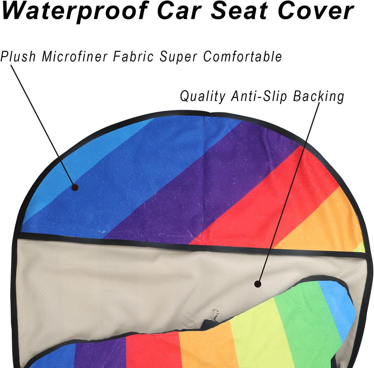 Car Seat Cover Protector Front Seats,for Gym Workout,Running,Swimming,Beach and Hiking,Waterproof Sweat Towel Bucket Seat Covers for Cars SUV Trucks (Rainbow, 2Pcs)