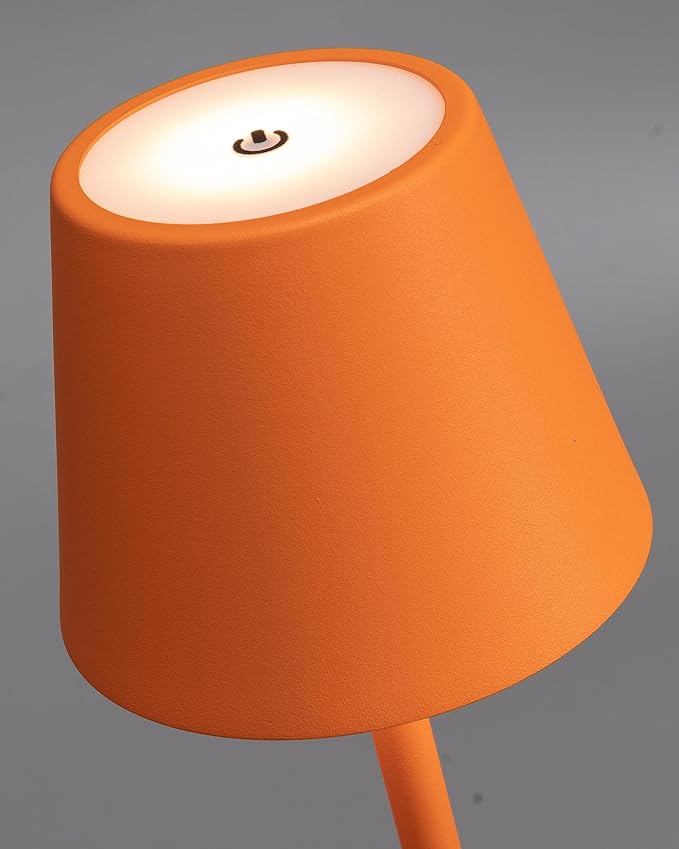 KDG 2 Pack Cordless Table Lamp,Portable LED Desk Lamp, 4000mAh Battery Operated, 3 Color Stepless Dimming Up, for Restaurant/Bedroom/Bars/Outdoor Party/Camping/Coffee Shop Night Light(Orange)
