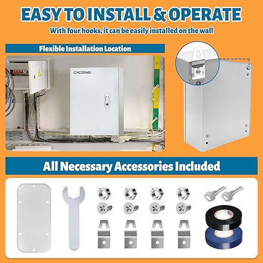 Outdoor Electrical Box 20 x 12 x 10''D NEMA 4X Enclosure Steel Box, Waterproof