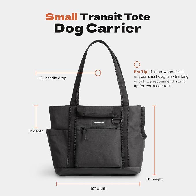Transit Tote Dog Carrier for Small Dogs Under 8 lbs, 16x11x8 Soft-Sided 4-Pc Set with Waterproof Base, Plush Insert, Food Pouch, Mesh Head Opening - Small, Checkerboard