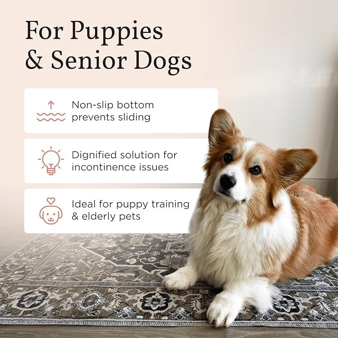 Lovewag Reusable Washable Dog Pee Pads, Mahogany Weave 36x48, 2 Pack | Non-slip, waterproof, absorbent dog pee pads for potty training, whelping, senior dogs, multi-pet households, easy to clean