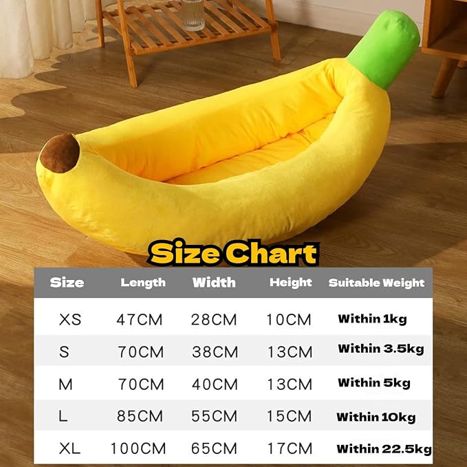 Banana Pet Bed for Small Dogs and Cats, Cozy Enclosed Calming Cave Bed with Removable Plush Cushion for Indoor Kittens Puppies Small Pets (Banana Bed, X-Small)