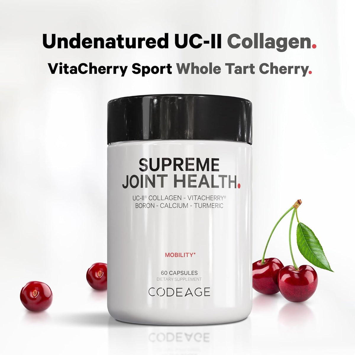 Codeage Supreme Joint Health, UC-II Collagen Capsules Type II, VitaCherry Sport Cherries, Boron, Calcium Fructoborate, Hyaluronic Acid, Turmeric, Bromelain & Boswellia Supplement, Non-GMO, 60 Count