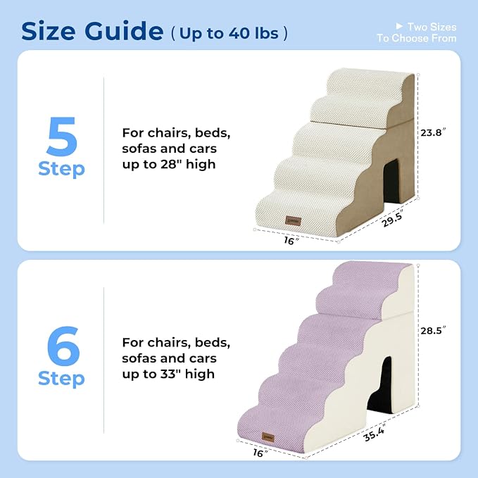 ZOMISIA Dog Stairs for Large Dogs with Tunnel, 24" H 5 Steps for High Bed | Tunnel 2 in 1 with Zippers, Suitable for Puppy and Older Cats for couch, Non-Slip Durable Dog Steps with High-Density Foam
