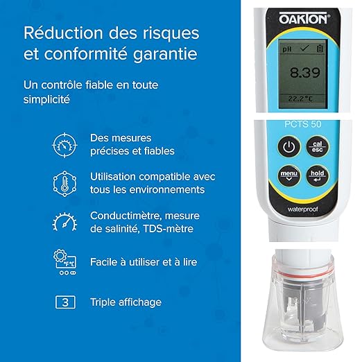 Oakton AO-35634-35 PCTSTestr 50 Waterproof Pocket pH/Cond/TDS/Salinity Tester
