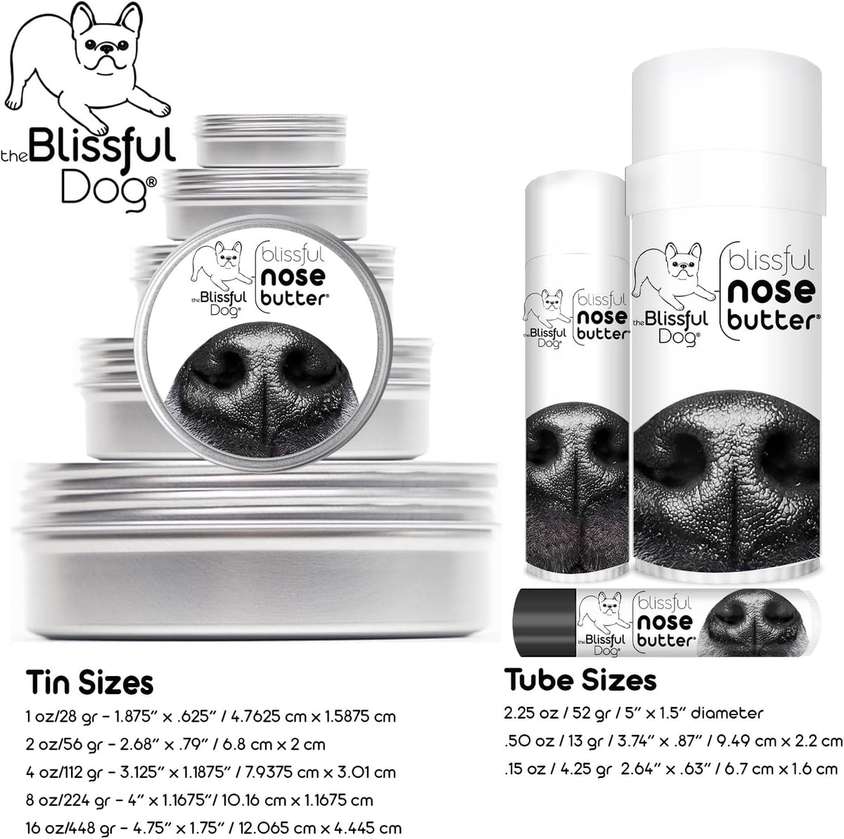 The Blissful Dog Pug Duo Unscented Nose Butter - Dog Nose Butter, 0.50 Ounce