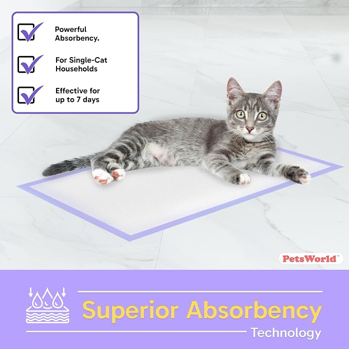PetsWorld Universal Fit Cat Pad Refills for Litter Box, Unscented, Odor Control, Pack of 800