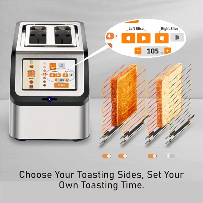 Smart Toaster, KETIAN Touch Screen 2 Slice, High-speed Automatic Settings