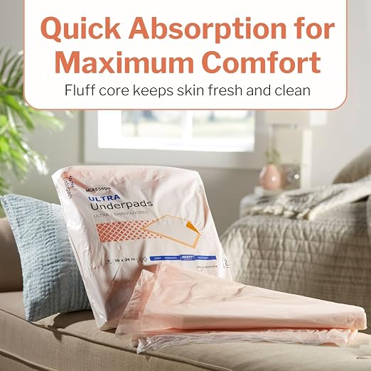 McKesson Underpads Bed Pads, Elderly, Heavy Absorbency, 36 x 36 in, 100 ct | Baby Changing, Pee Pads, Adult Incontinence Bed Pads, Chux