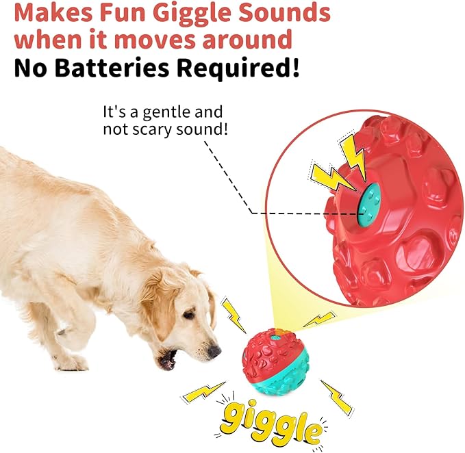 Dog Ball for Aggressive Chewers - Interactive Dog Toy Balls Fun Squeaky Sound to Keep Them Busy, Durable for Small Medium Large Breeds, Rubber Pet Chew Toys, As Seen on TV, Blue & Red