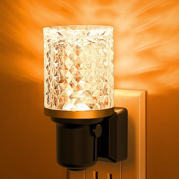 JandCase LED Night Light Amber, Dimmable Night Lights Plug into Wall, Modern Nightlight with Auto On Off Light Sensor, Amber Night Light 0-100LM Brightness for Bathroom Hallway Bedroom Decor