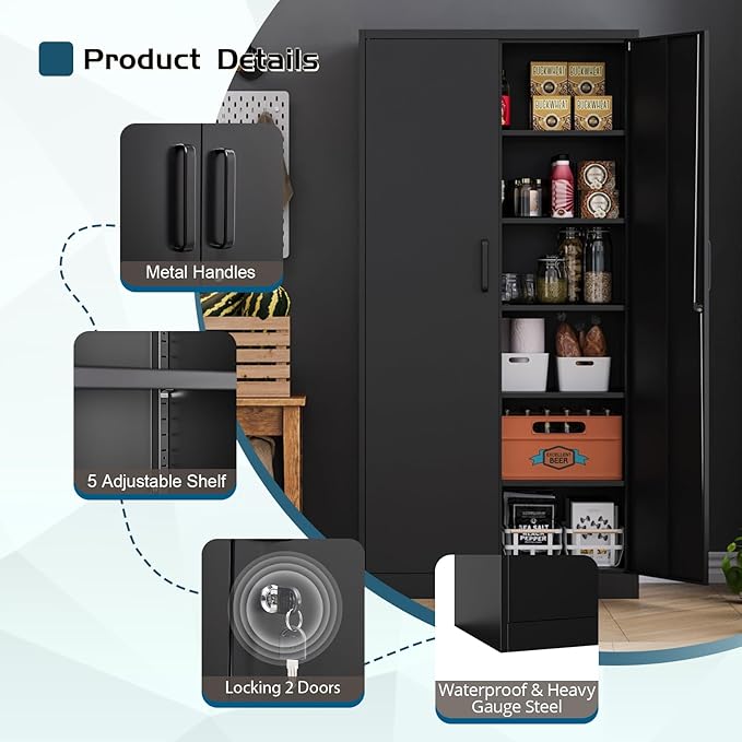 MIIIKO Black Garage Storage Cabinet