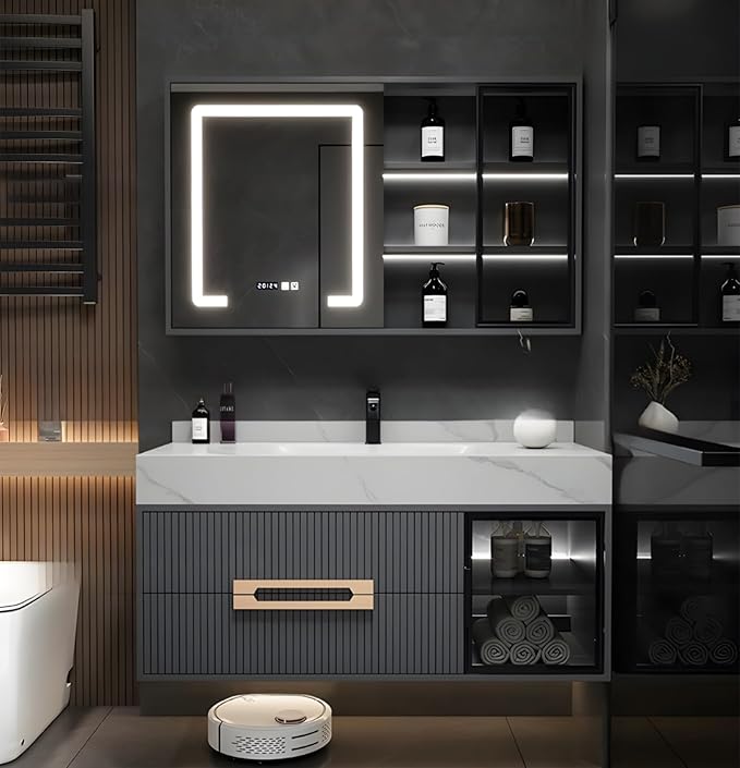 Floating Bathroom Vanity with Sink, 36IN Bathroom Vanities Cabinet Includes LED