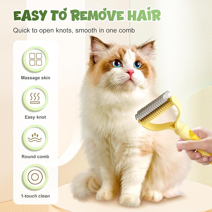Double-Sided Pet Grooming Brush for Dogs and Cats, 2026 New Dog Deshedding Brush, Dematting Comb Removes Tangles Knots and Loose Fur, Ergonomic Pet Grooming Tool (Red*2)