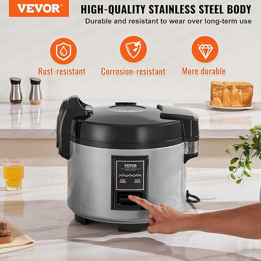 VEVOR Commercial Rice Cooker, 60-Cup Rice Cooker, 13.74 Qt / 13 Liter Large