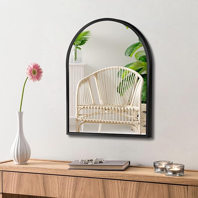Small Black Arch Mirror Wall-Mounted 10x13 inch Arched Mirror