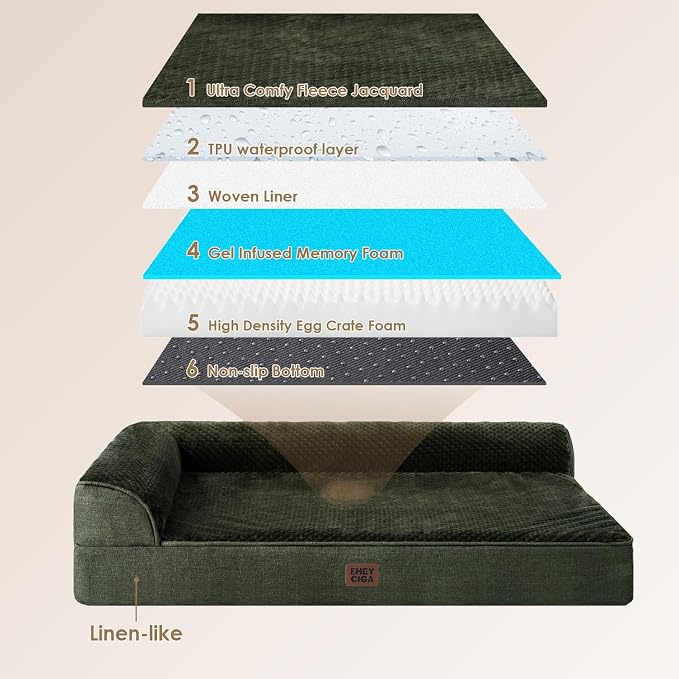 EHEYCIGA XL Dog Bed Memory Foam for Crate, Extra Large Dog Bed Orthopedic with Washable Removable Cover, Waterproof Pet Sofa Couch XLarge Size Dogs, 41x27x6.5, Dark Green | Washable Removable Cover, Waterproof Flat Pet Sofa Couch with Nonskid Bottom, 4...
