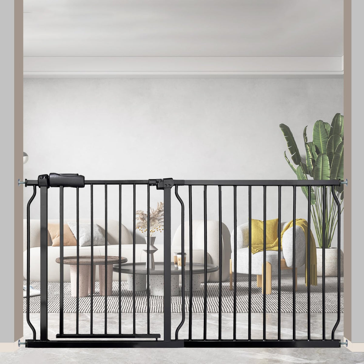 Extra Wide 57.5-62 Inch Large Baby Gates for Stairs, Doorways - No Drilling, Pressure Mounted Pet Gates for Kids & Dogs
