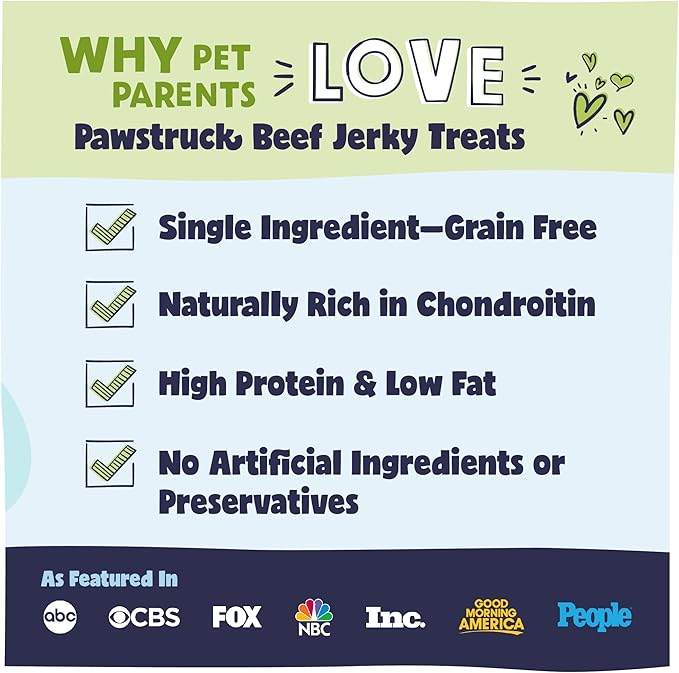 Pawstruck Premium Beef Jerky Dog Treat Chews, 4"-6" Strips – Hip & Joint Health, Naturally Rich in Glucosamine & Chondroitin, No Added Preservatives – 15 Count
