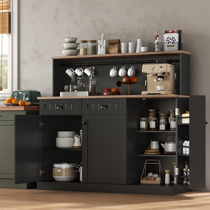 Sideboard Buffet Cabinet with 2 Drawers, Farmhouse Kitchen Pantry with