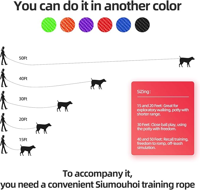 Dog/Puppy Obedience Recall Training Agility Lead -15ft 20ft 30ft 40ft 50ft Training Leash - Great for Play, Camping, or Backyard - Purple 50ft