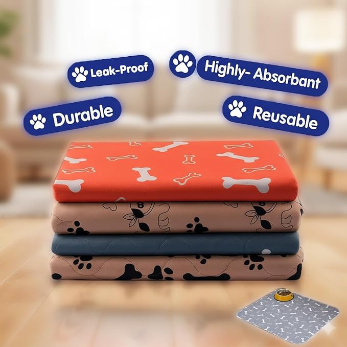 Pee Pads with Pheromones, Elite Pads for Cats, Washable Pee Pads for Dogs, Leak-Proof & Anti-Slip Pet Training Pad for Home & Travel (Brown-A, L: 31.5" × 27.6")