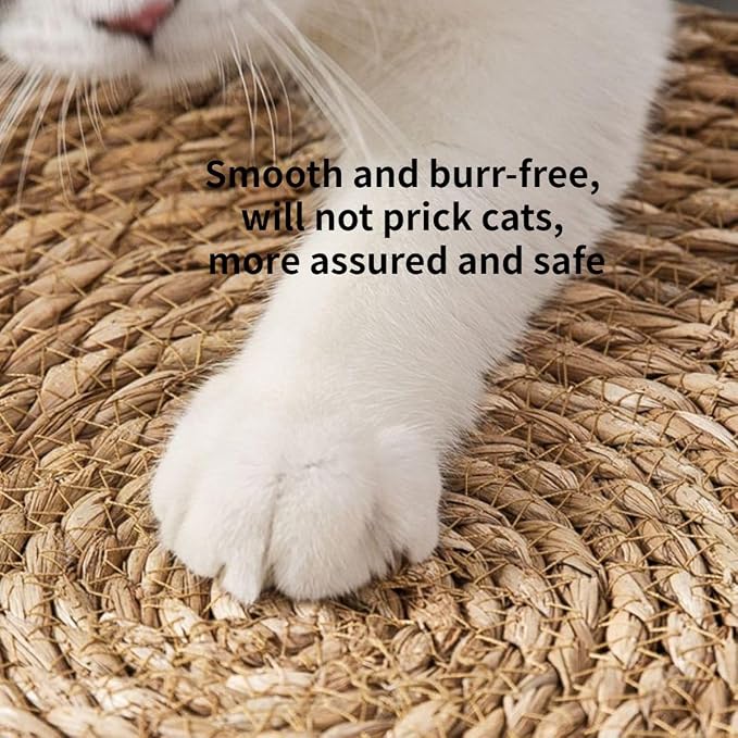 Cat Bed, Straw Woven Cat Baskets Bed, Round Wicker Cat Basket Nest, Non-Slip Cozy Kitten Bed for Cats Small Dog (Only Nest,Small)
