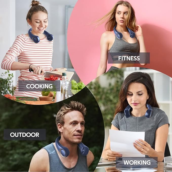 Portable Neck Fan, Hands Free Bladeless Fan, 360° Cooling Personal Fan