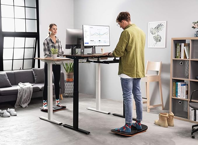FEZIBO Standing Desk Mat Balance Board, Anti Fatigue Mat Standing Desk Office, Wobble Board with Ergonomic Design, Obsidian Black