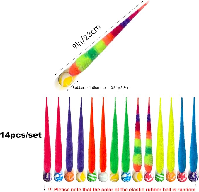 AcceLeah Cat Worm Toy Refills - Assorted Teaser Wand Toys with Bell (14 Pcs)