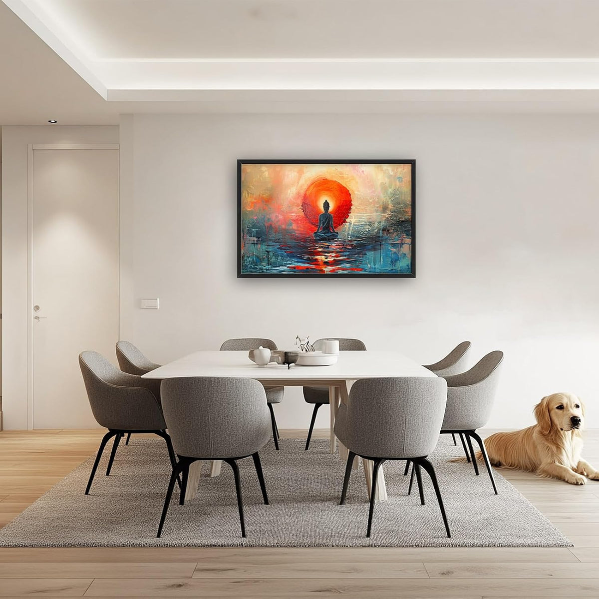 Quorin Buddha Large Wall Art Abstract Zen Pictures Spiritual Meditation Wall Decor Yoga Spa Canvas Print Painting Artwork for Bathroom Living Room Bedroom 36L x 24W
