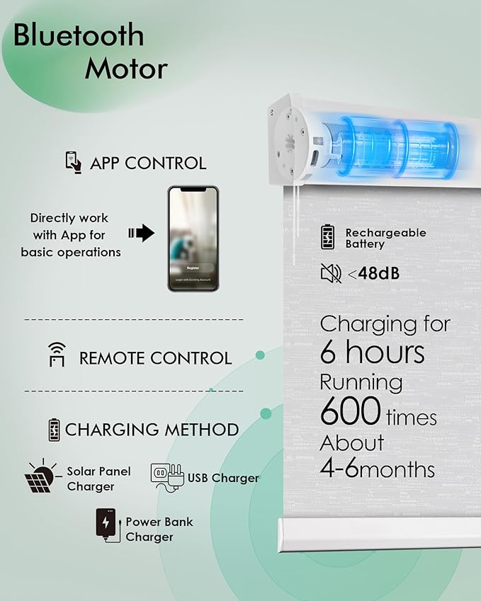 Yoolax Motorized Blinds with Remote, Automatic Roller Shades Cordless Electric
