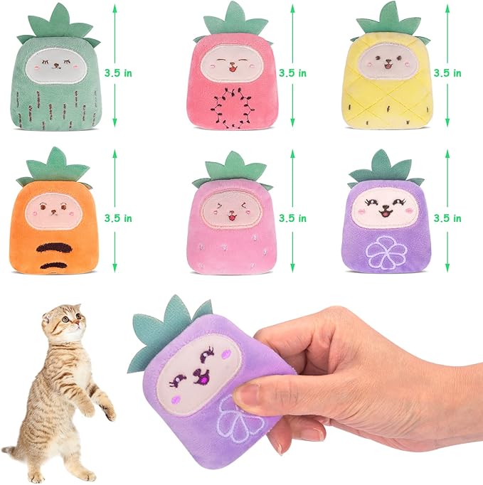 6 Pack Cat Toys Pineapple, Catnip Kitten Toys for Indoor Cats Kitty, Interactive Cat Nip Chew Kicker Toy for All Pet Breed