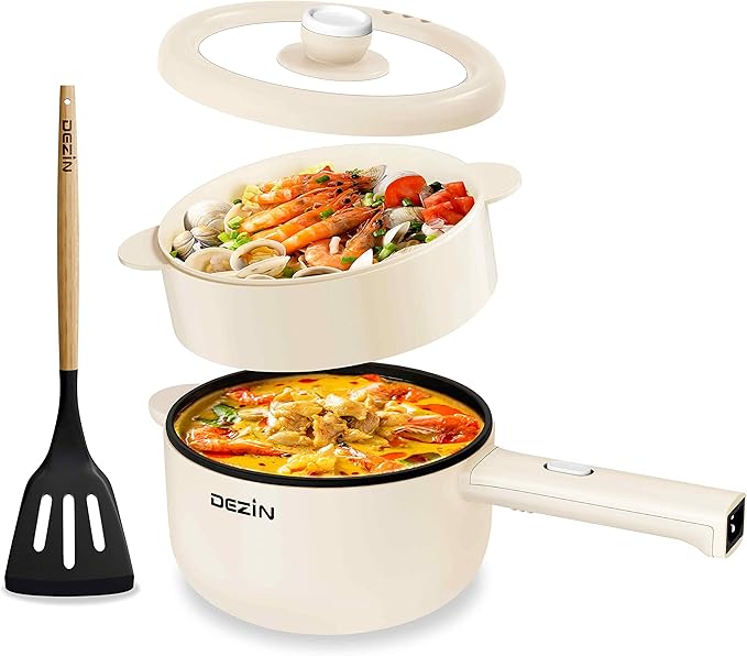 Dezin Electric Cooker, 2L Non-Stick Sauté Pan, Rapid Noodles Cooker, Mini Pot